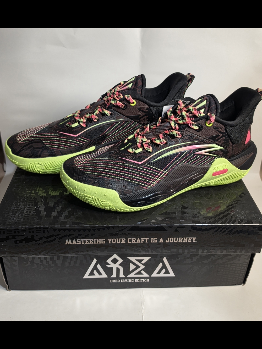 AND1 Dred Irving Edition Low-Top Sneakers in Black & Neon Green